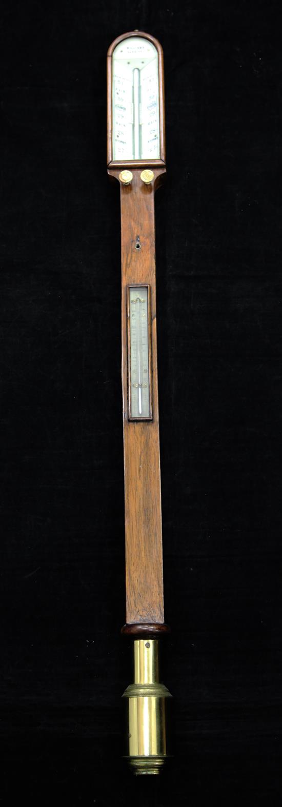 A Victorian brass mounted rosewood ships barometer, H.3ft 2in.